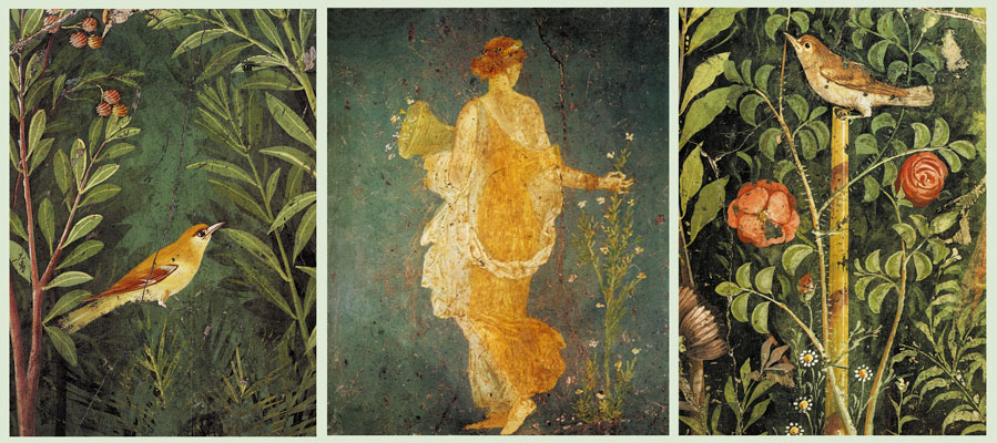 Sommergarten in Pompeji - ein Triptychon, 1. Jh.<br>48 x 27 cm - Art.-Nr. B111 - 19.80 Euro - 24.80 sfr