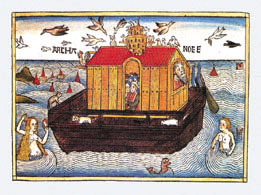 Die Arche Noah.<br> Holzschnitt aus der Nürnberger Bibel 1483<br>B218